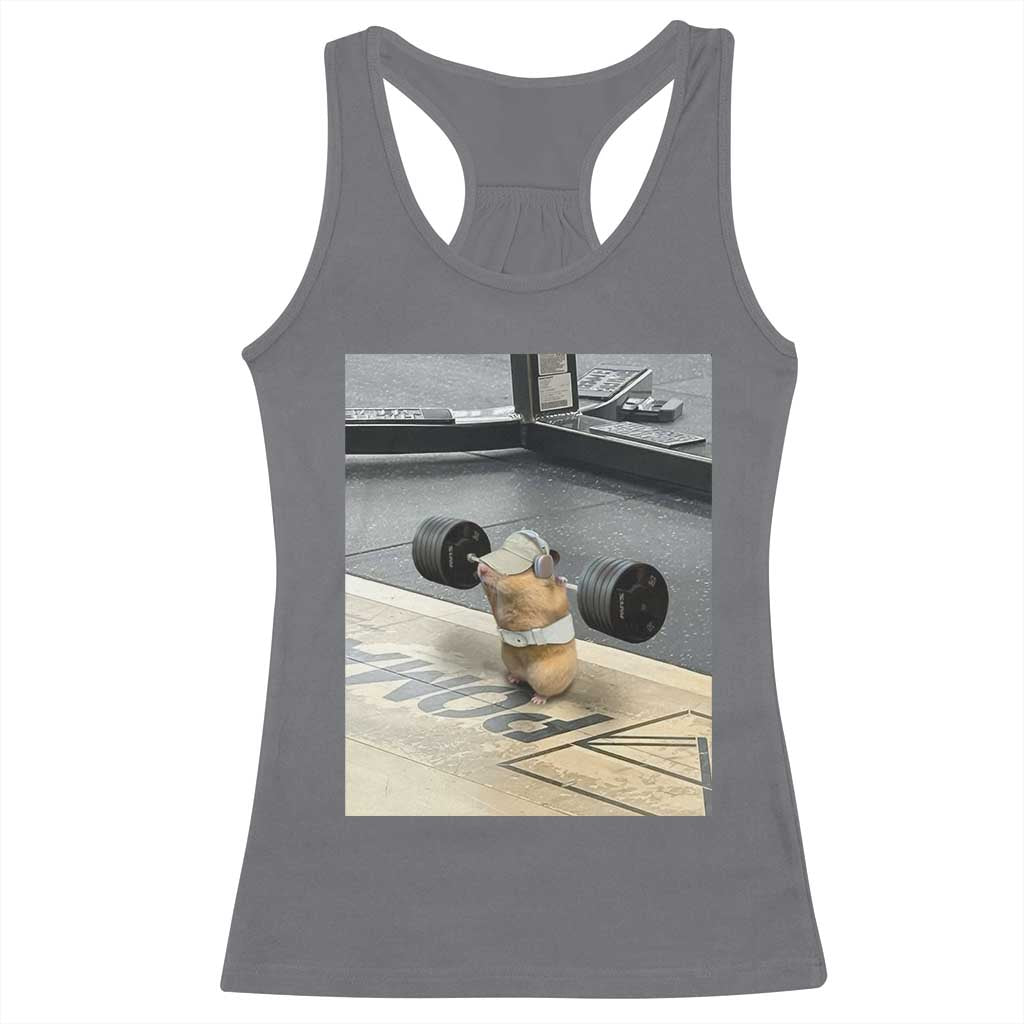 Hamster Gym Racerback Tank Top Funny Rat Workout Weightlifting Pump Cover TS10 Charcoal Print Your Wear