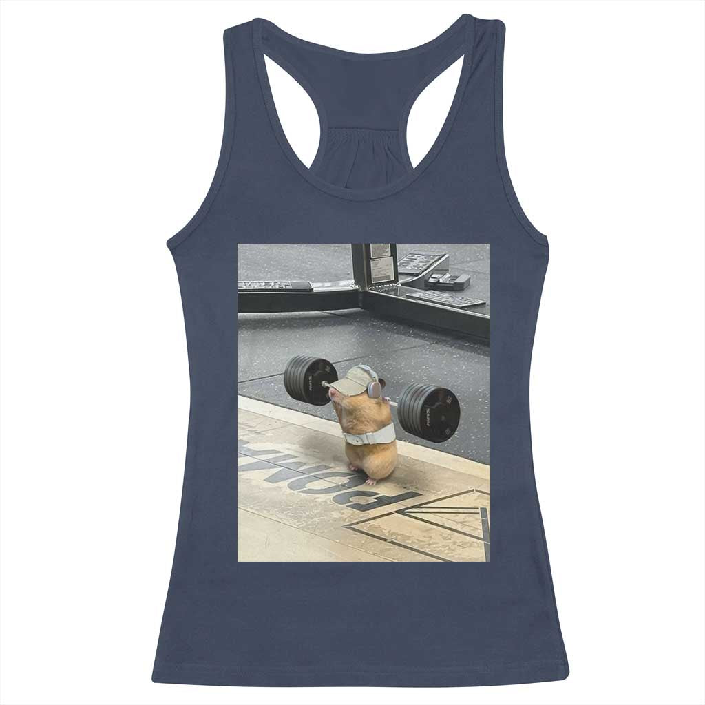 Hamster Gym Racerback Tank Top Funny Rat Workout Weightlifting Pump Cover TS10 Navy Print Your Wear