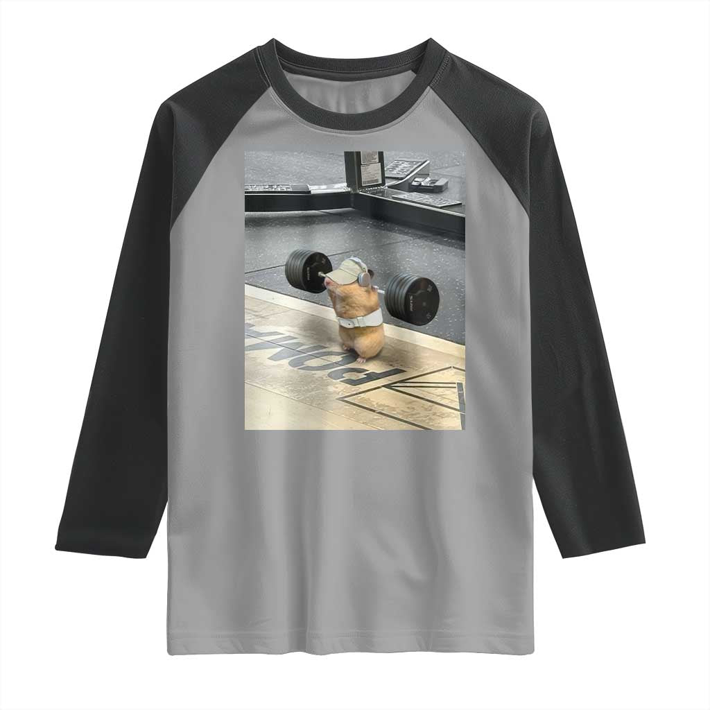 Hamster Gym Raglan Shirt Funny Rat Workout Weightlifting Pump Cover TS10 Sport Gray Black Print Your Wear
