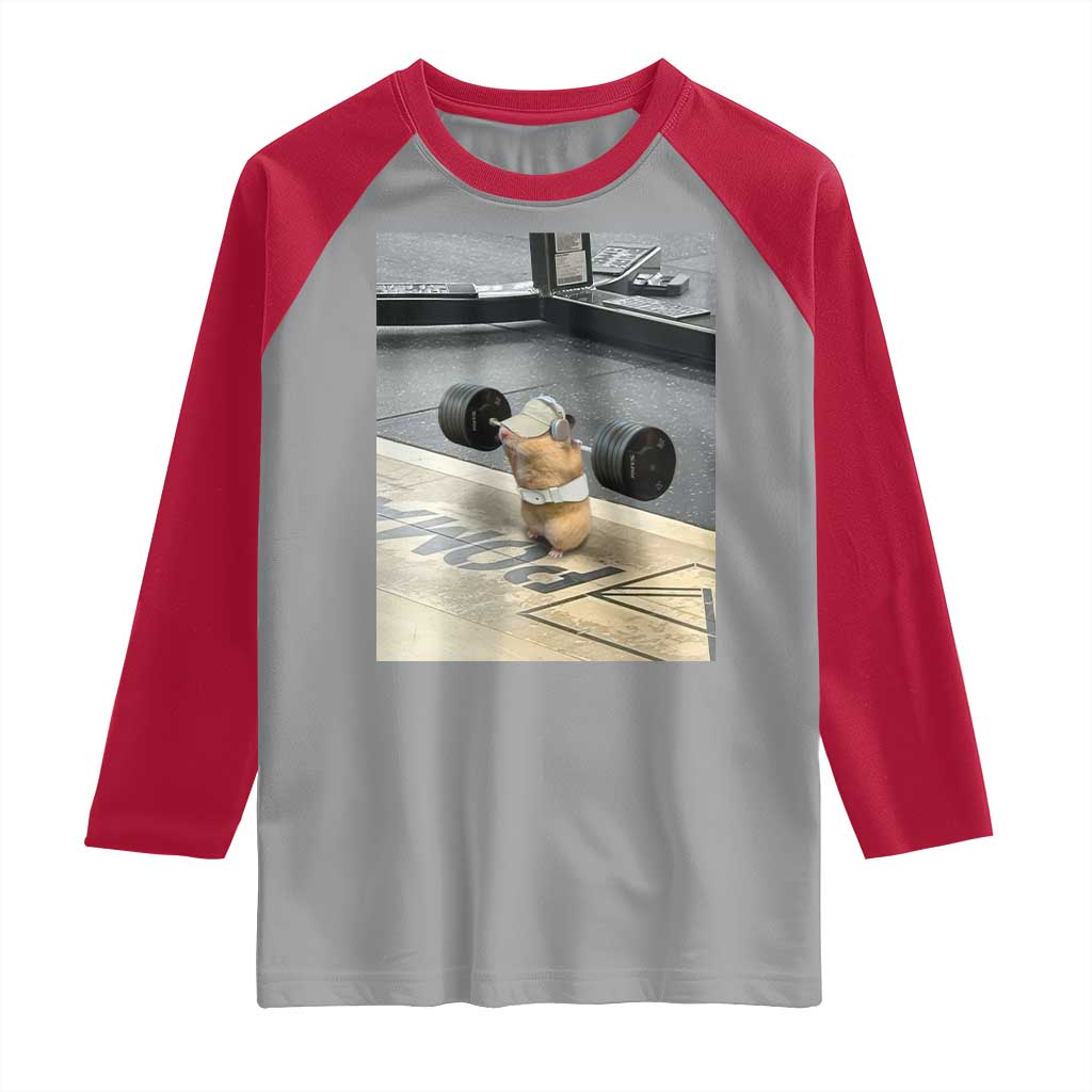 Hamster Gym Raglan Shirt Funny Rat Workout Weightlifting Pump Cover TS10 Sport Gray Red Print Your Wear