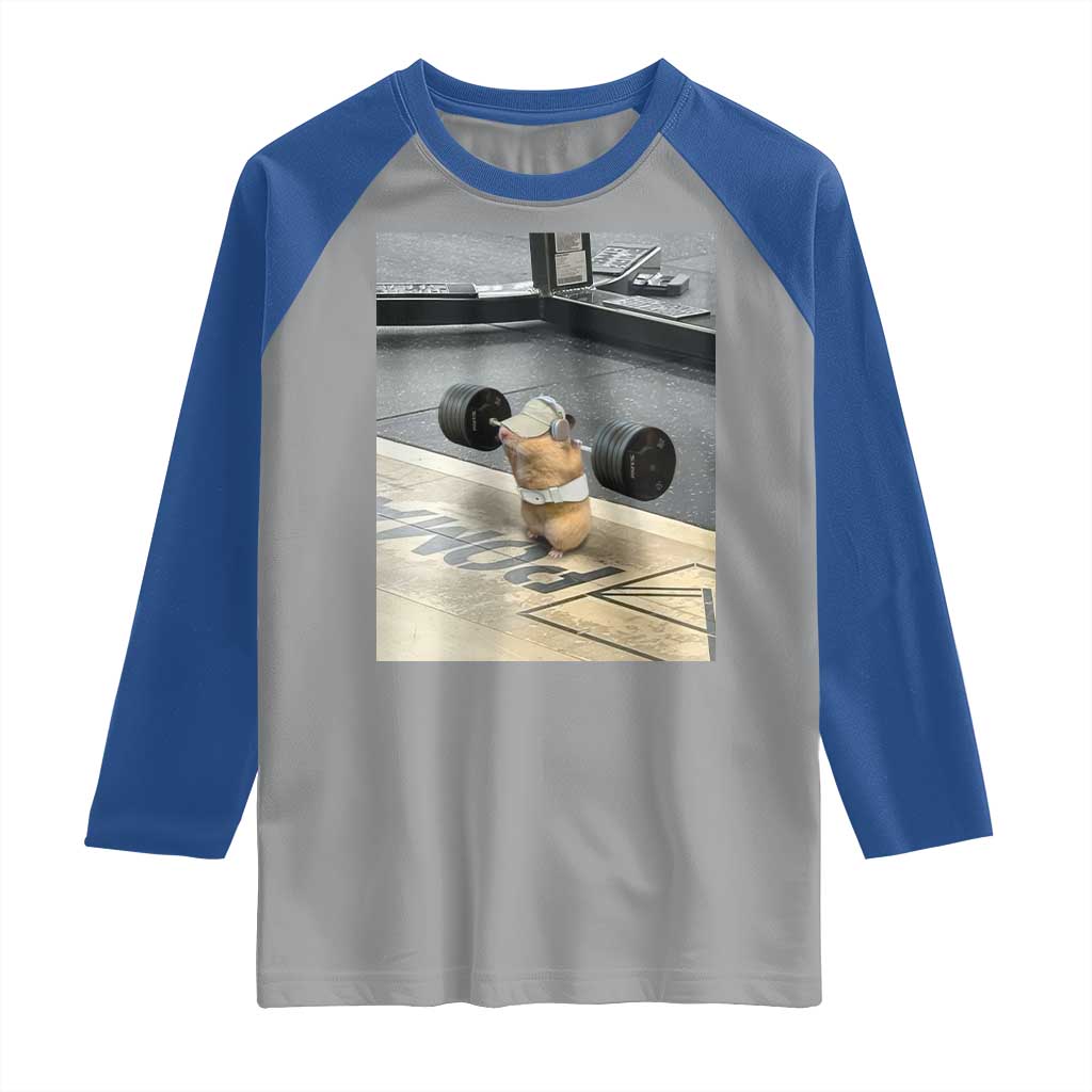 Hamster Gym Raglan Shirt Funny Rat Workout Weightlifting Pump Cover TS10 Sport Gray Royal Print Your Wear