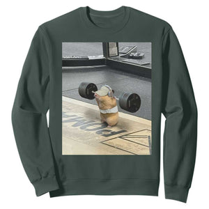 Hamster Gym Sweatshirt Funny Rat Workout Weightlifting Pump Cover TS10 Dark Forest Green Print Your Wear