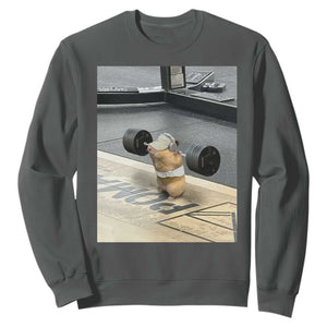 Hamster Gym Sweatshirt Funny Rat Workout Weightlifting Pump Cover TS10 Dark Heather Print Your Wear