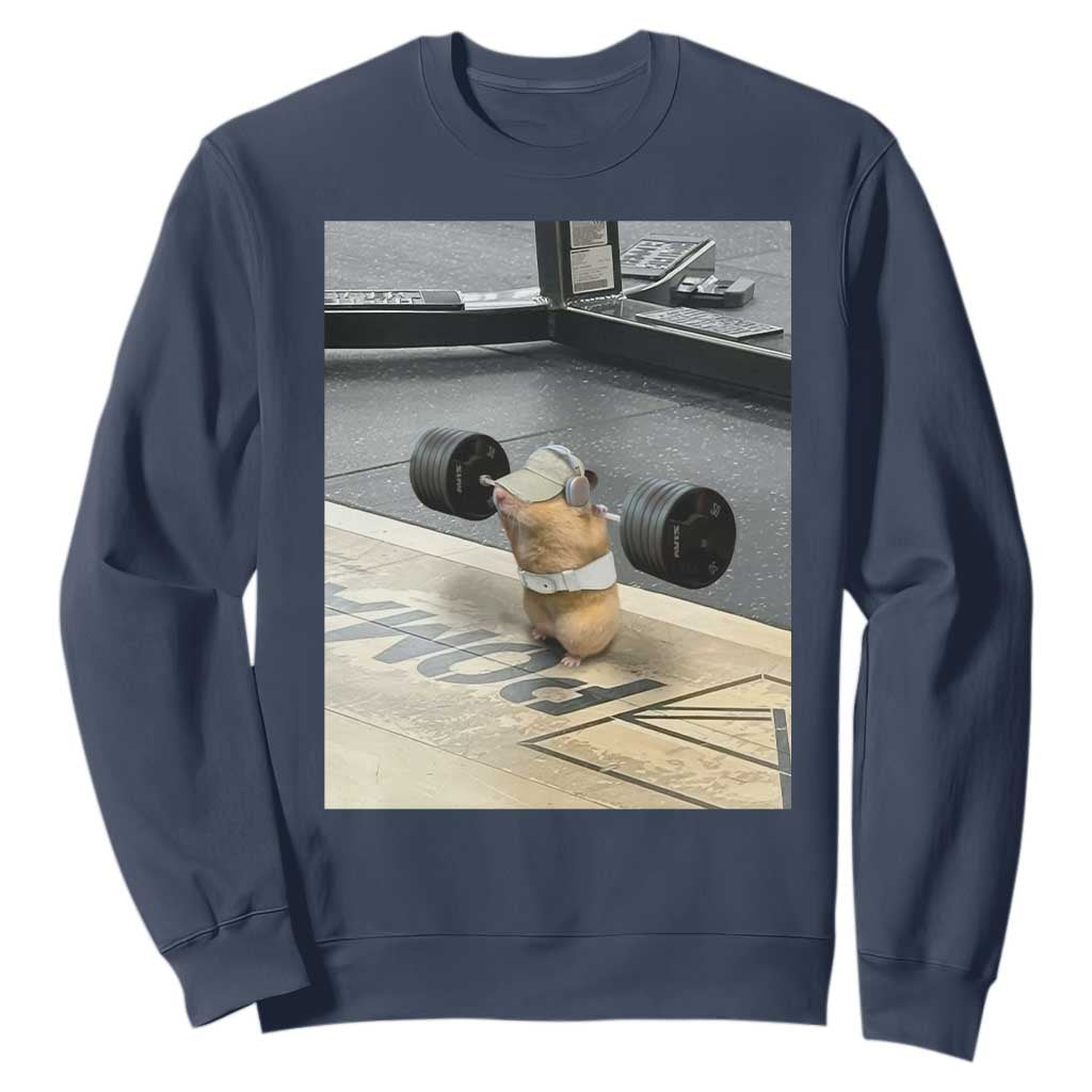 Hamster Gym Sweatshirt Funny Rat Workout Weightlifting Pump Cover TS10 Navy Print Your Wear