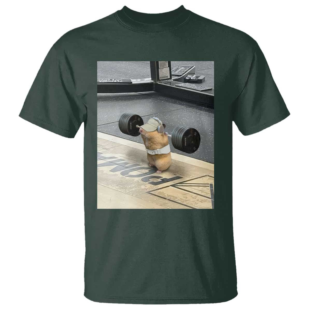 Hamster Gym T Shirt Funny Rat Workout Weightlifting Pump Cover TS10 Dark Forest Green Print Your Wear