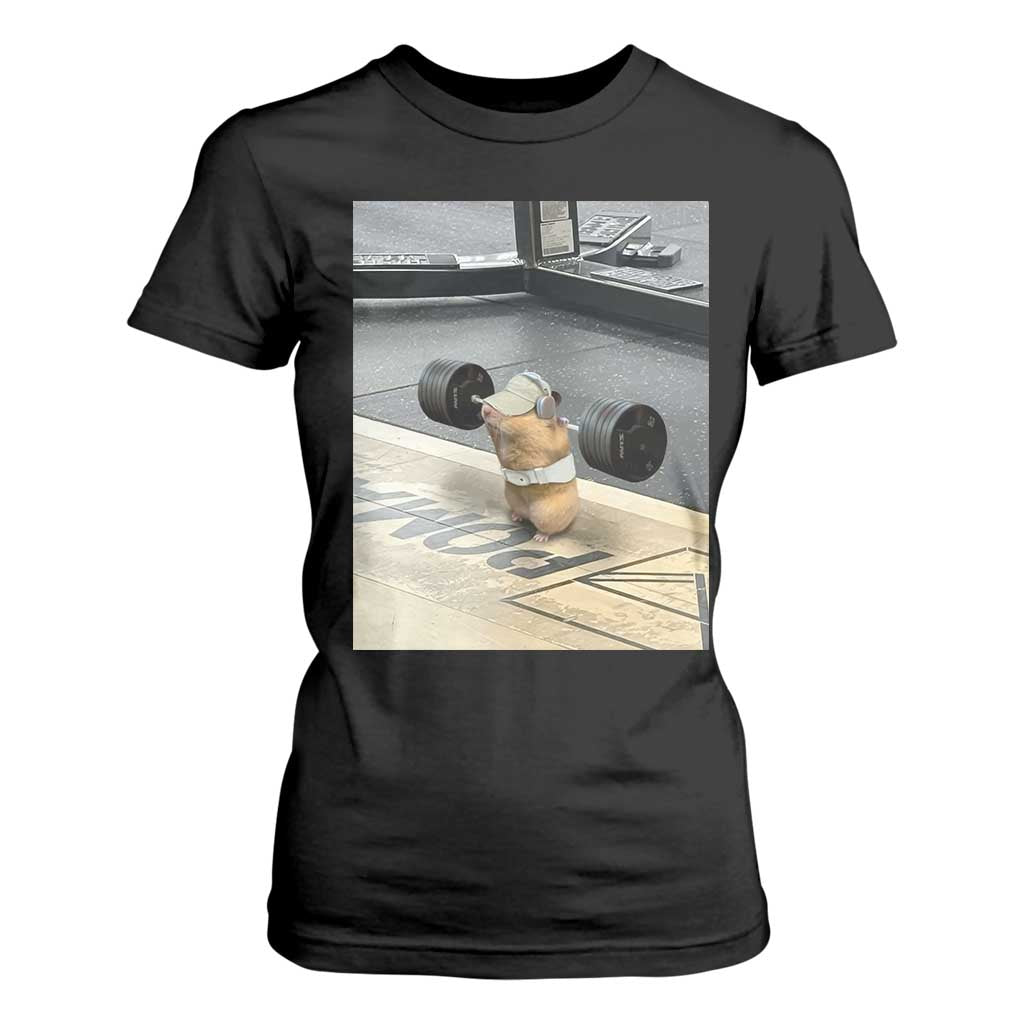 Hamster Gym T Shirt For Women Funny Rat Workout Weightlifting Pump Cover TS10 Black Print Your Wear