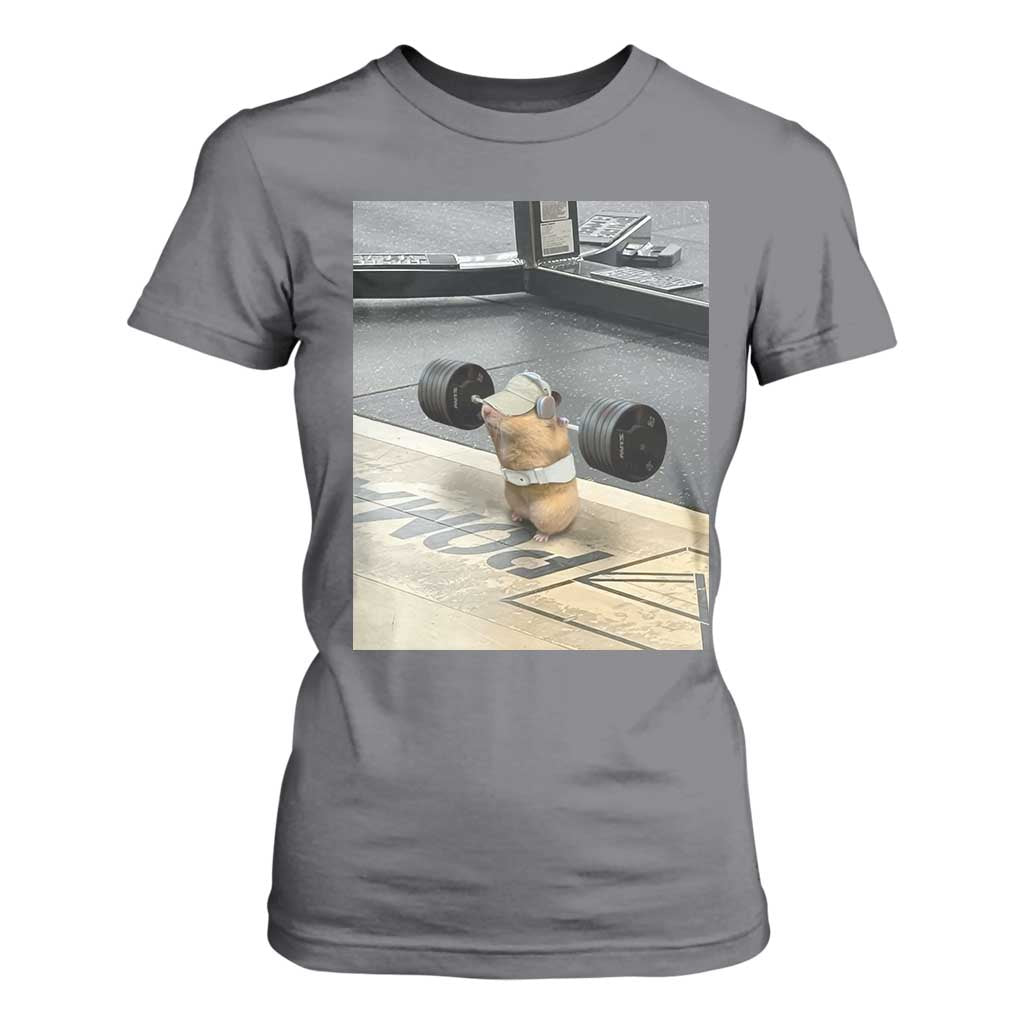 Hamster Gym T Shirt For Women Funny Rat Workout Weightlifting Pump Cover TS10 Charcoal Print Your Wear