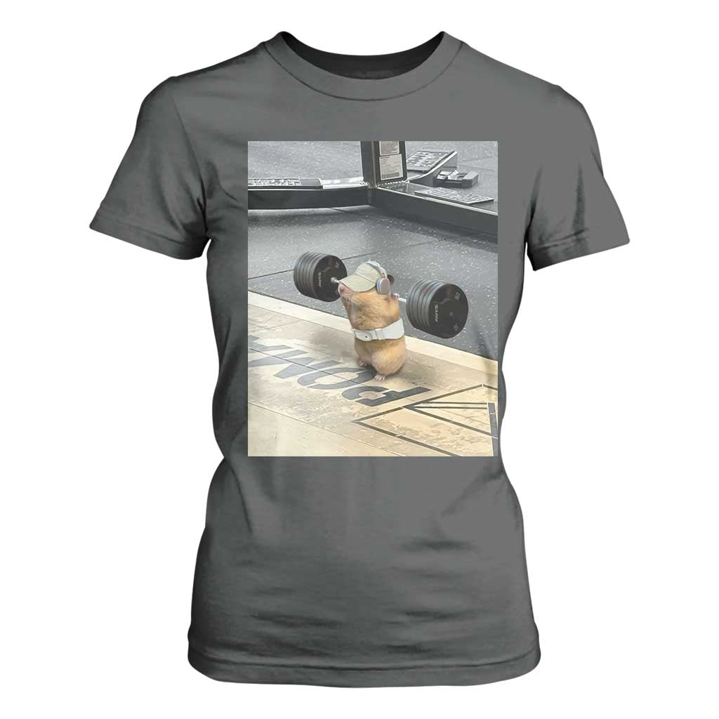 Hamster Gym T Shirt For Women Funny Rat Workout Weightlifting Pump Cover TS10 Dark Heather Print Your Wear
