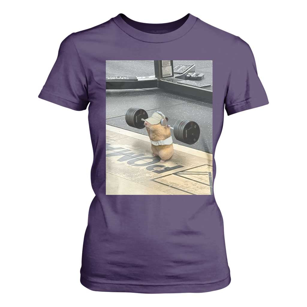 Hamster Gym T Shirt For Women Funny Rat Workout Weightlifting Pump Cover TS10 Purple Print Your Wear