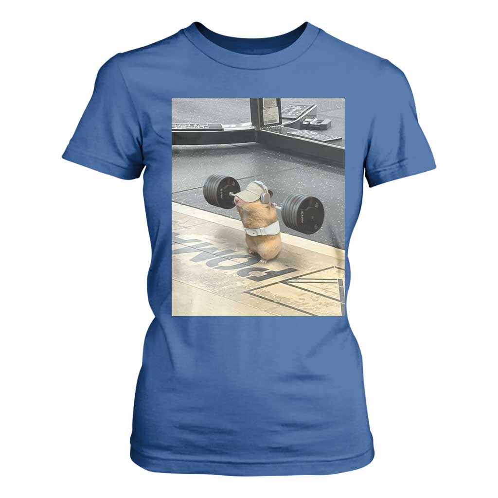 Hamster Gym T Shirt For Women Funny Rat Workout Weightlifting Pump Cover TS10 Royal Blue Print Your Wear