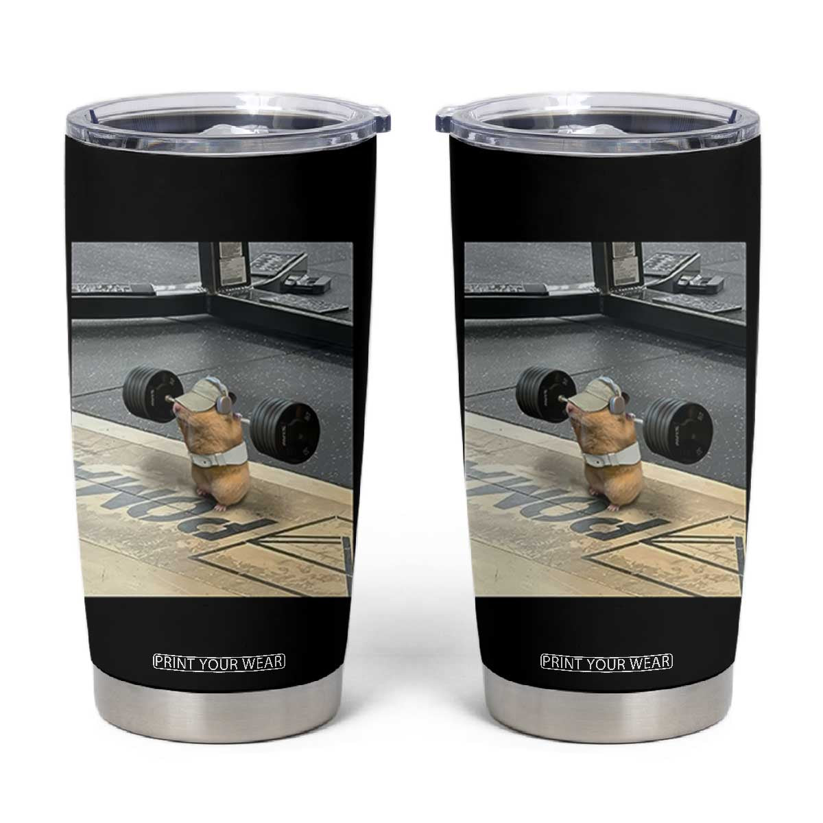 Hamster Gym Tumbler Cup Funny Rat Workout Weightlifting Pump Cover TS10 Black Print Your Wear