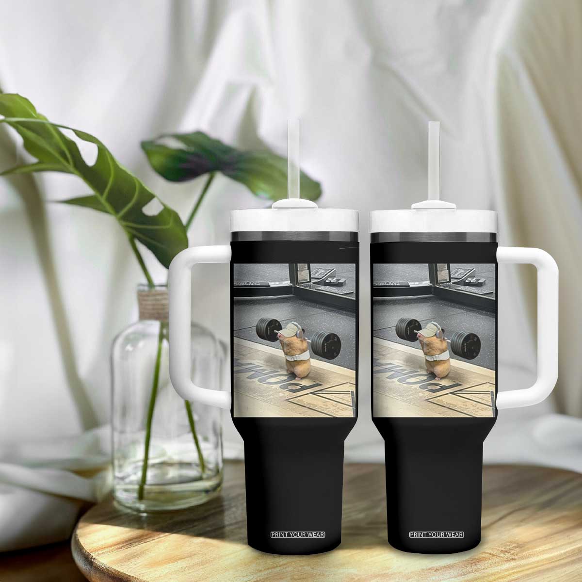 Hamster Gym Tumbler With Handle Funny Rat Workout Weightlifting Pump Cover TS10 Print Your Wear