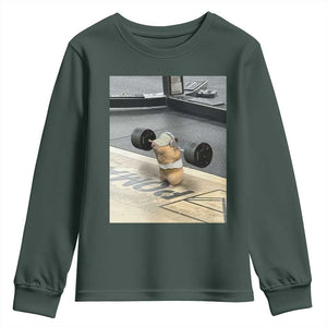 Hamster Gym Youth Sweatshirt Funny Rat Workout Weightlifting Pump Cover TS10 Dark Forest Green Print Your Wear