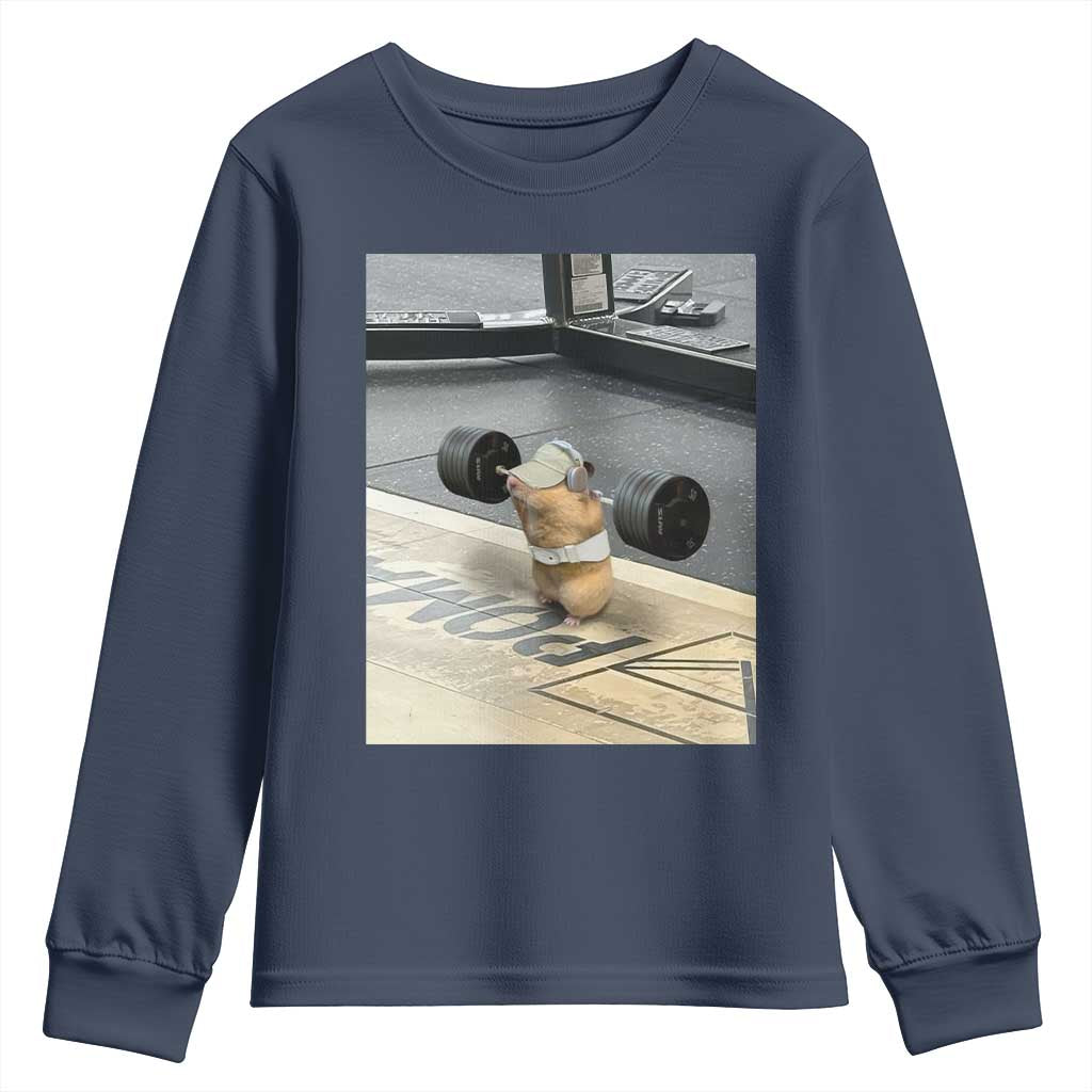 Hamster Gym Youth Sweatshirt Funny Rat Workout Weightlifting Pump Cover TS10 Navy Print Your Wear