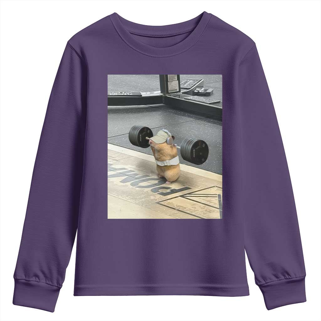 Hamster Gym Youth Sweatshirt Funny Rat Workout Weightlifting Pump Cover TS10 Purple Print Your Wear