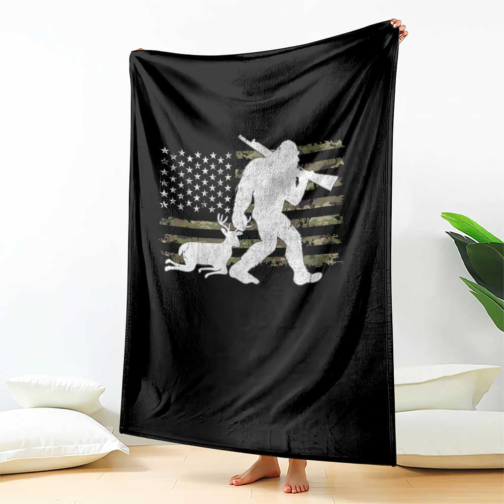 Bigfoot Camo Deer Hunting Throw Blanket Camo USA Flag Buck Season Sasquatch TS10 Print Your Wear