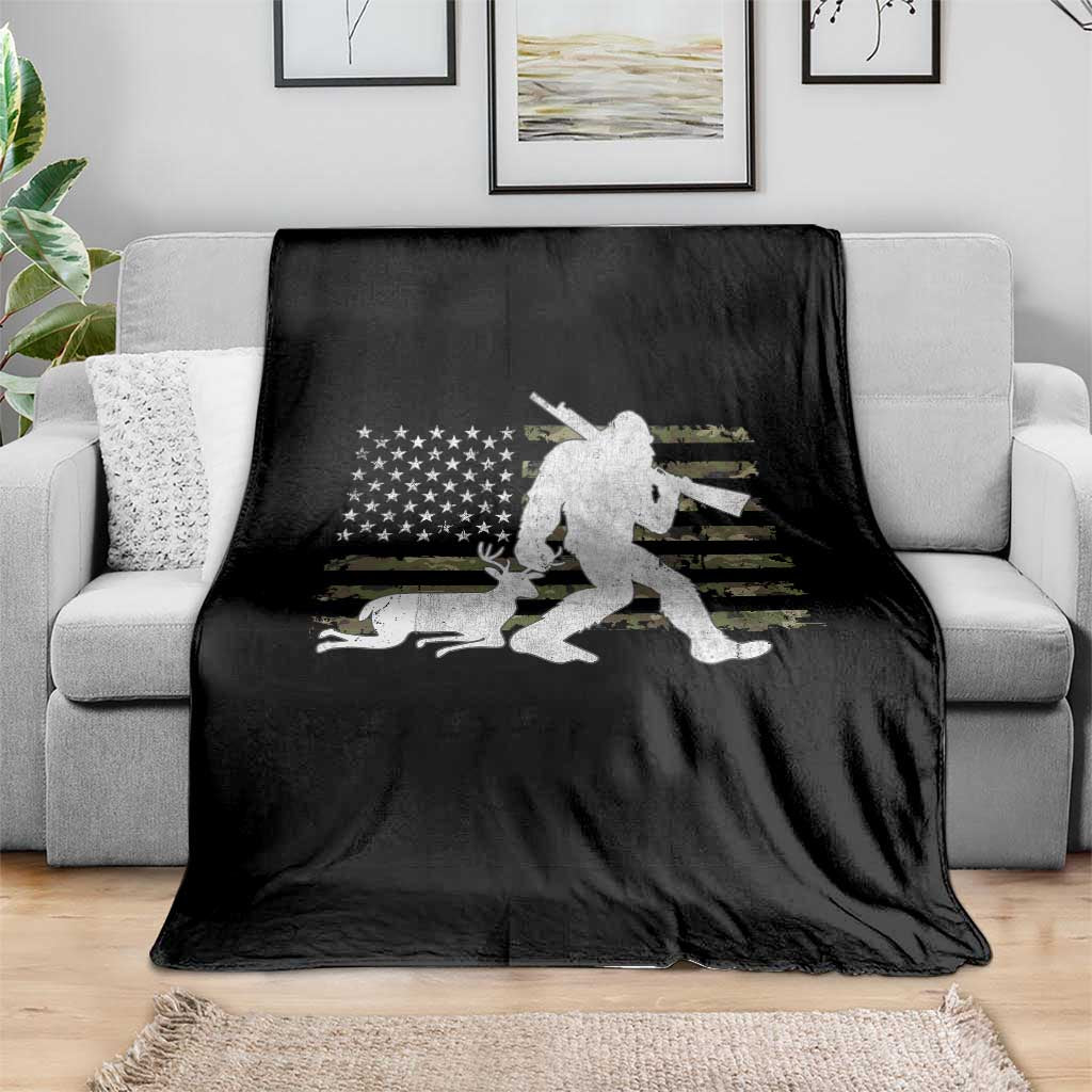 Bigfoot Camo Deer Hunting Throw Blanket Camo USA Flag Buck Season Sasquatch TS10 Print Your Wear