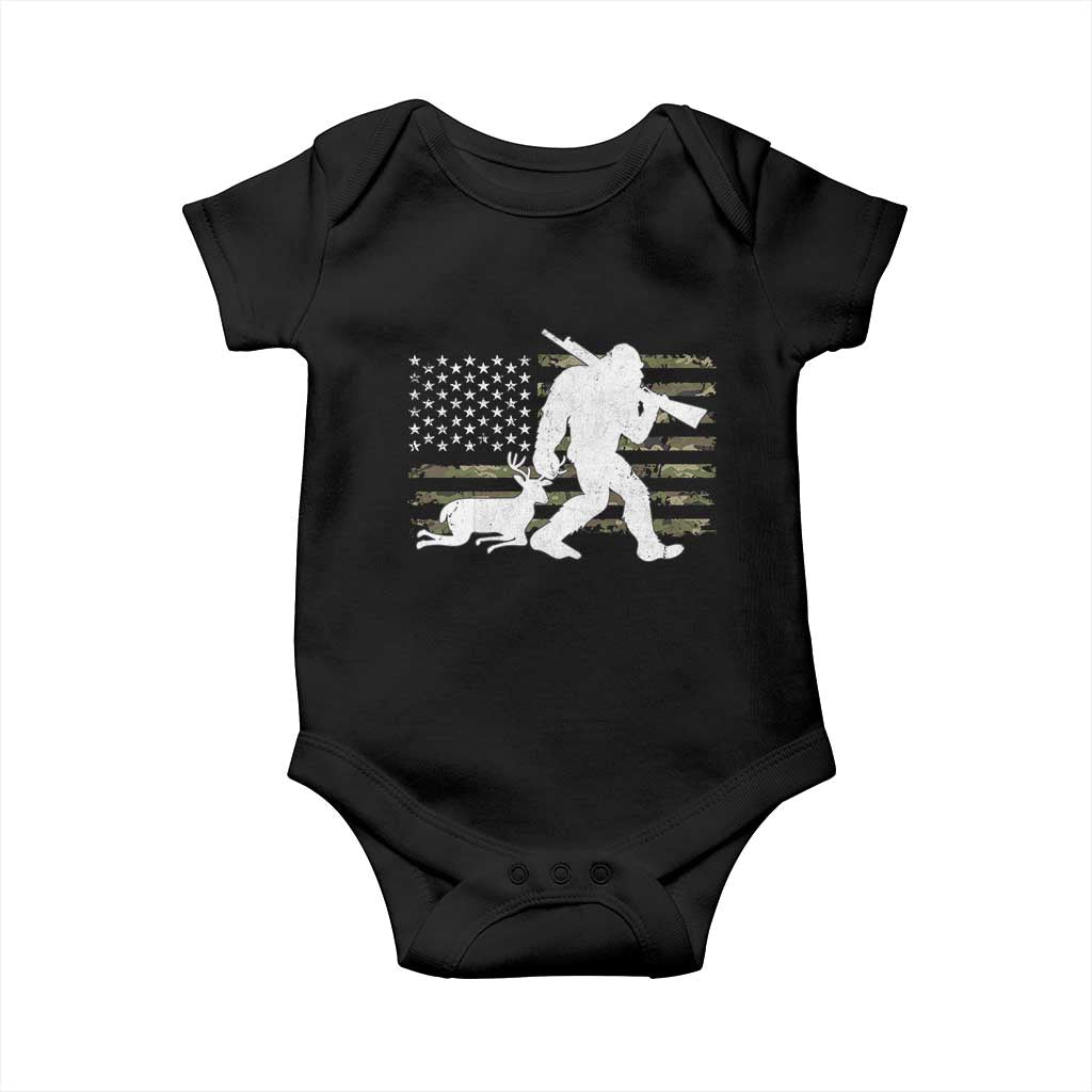 Bigfoot Camo Deer Hunting Baby Onesie Camo USA Flag Buck Season Sasquatch TS10 Black Print Your Wear