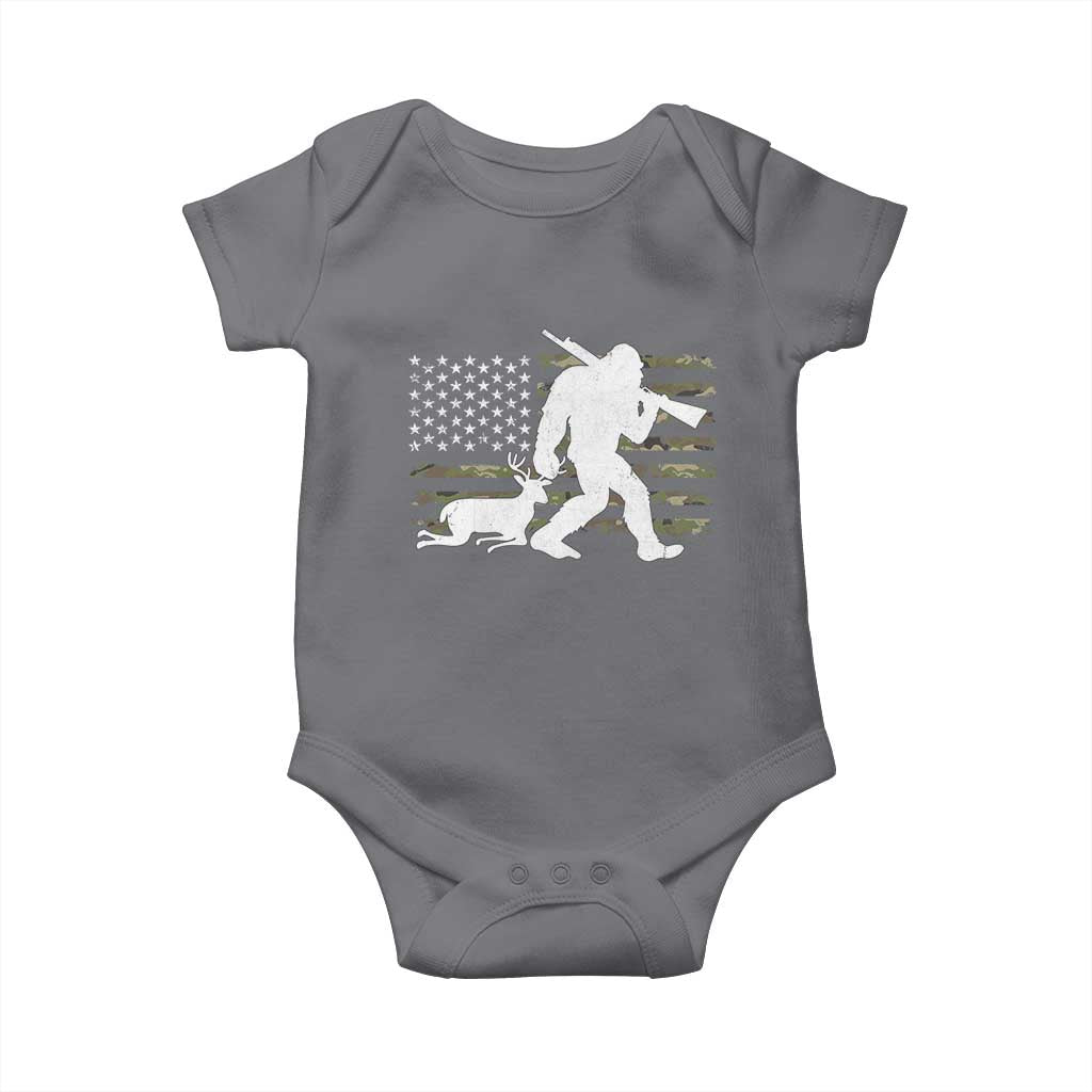 Bigfoot Camo Deer Hunting Baby Onesie Camo USA Flag Buck Season Sasquatch TS10 Charcoal Print Your Wear