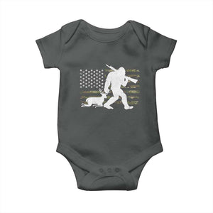 Bigfoot Camo Deer Hunting Baby Onesie Camo USA Flag Buck Season Sasquatch TS10 Dark Heather Print Your Wear