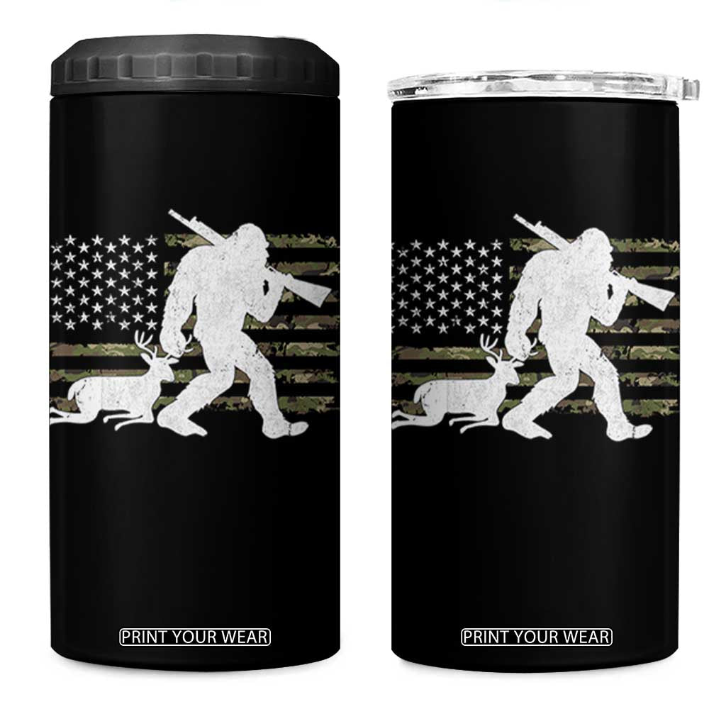 Bigfoot Camo Deer Hunting 4 in 1 Can Cooler Tumbler Camo USA Flag Buck Season Sasquatch TS10 One Size: 16 oz Black Print Your Wear