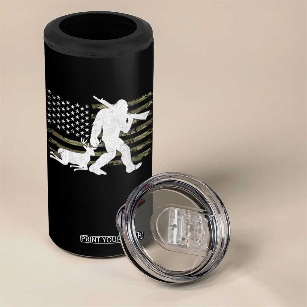 Bigfoot Camo Deer Hunting 4 in 1 Can Cooler Tumbler Camo USA Flag Buck Season Sasquatch TS10 Print Your Wear