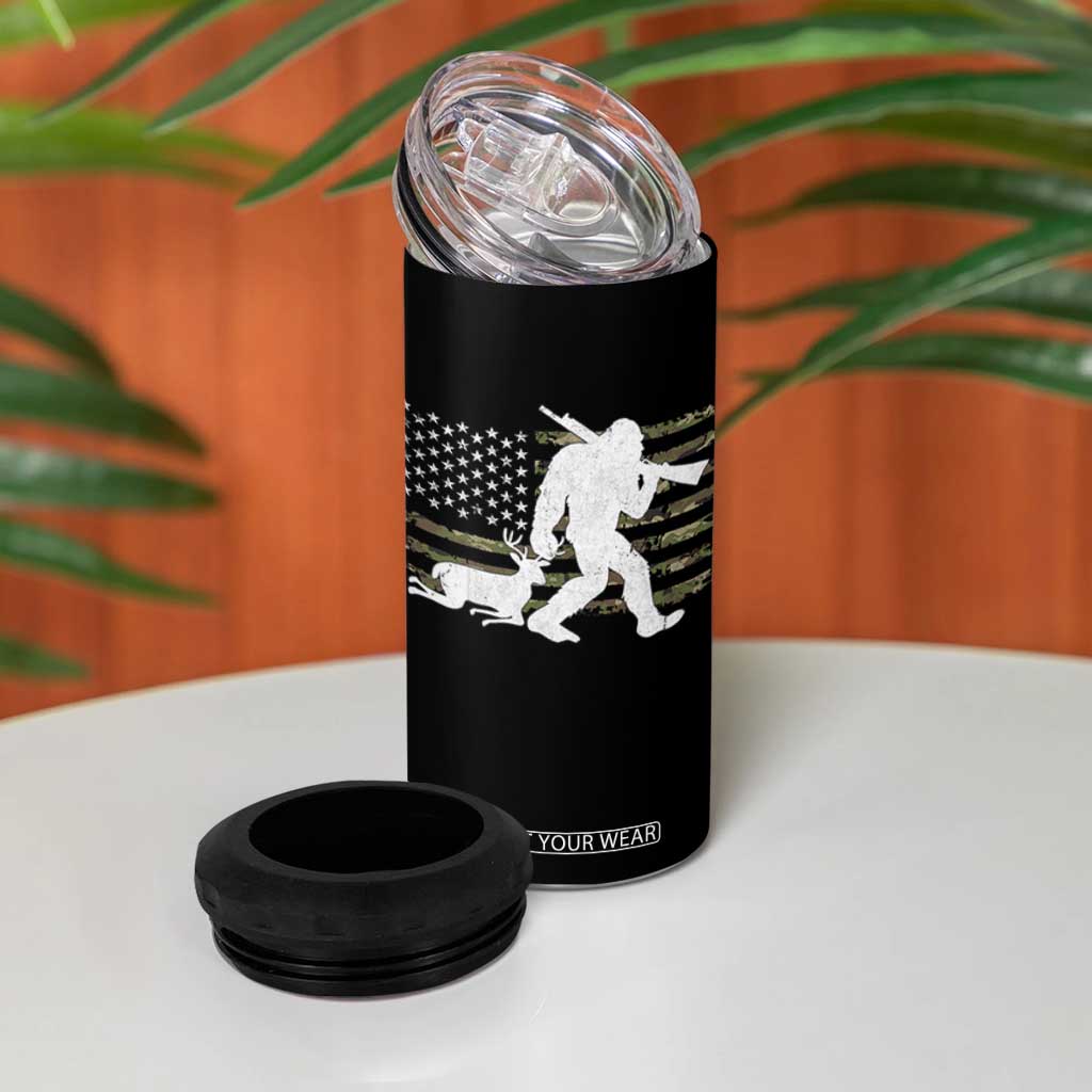 Bigfoot Camo Deer Hunting 4 in 1 Can Cooler Tumbler Camo USA Flag Buck Season Sasquatch TS10 Print Your Wear