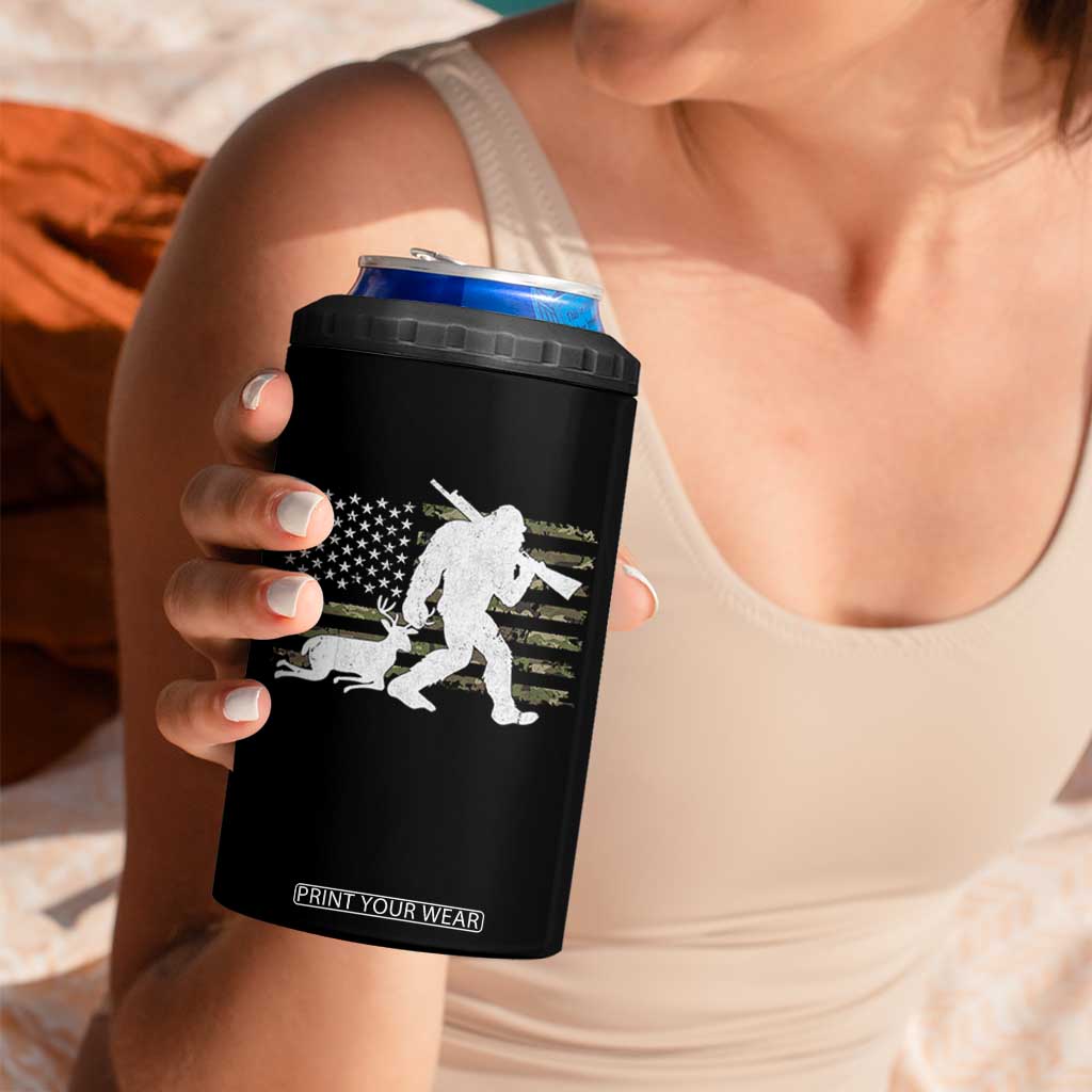 Bigfoot Camo Deer Hunting 4 in 1 Can Cooler Tumbler Camo USA Flag Buck Season Sasquatch TS10 Print Your Wear