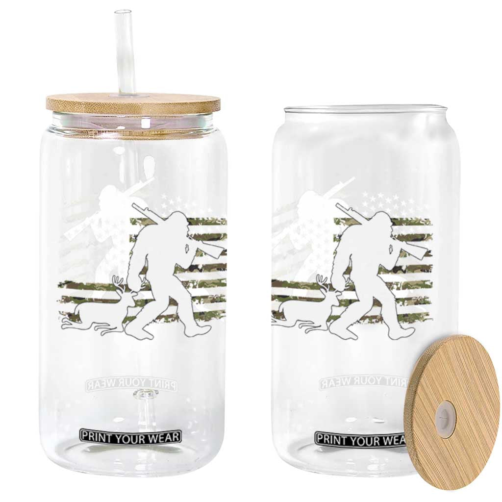 Bigfoot Camo Deer Hunting Glass Can Camo USA Flag Buck Season Sasquatch TS10 Print Your Wear