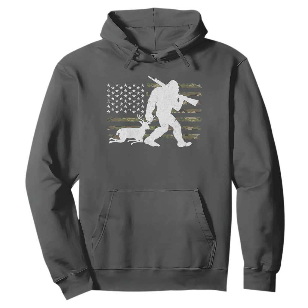 Bigfoot Camo Deer Hunting Hoodie Camo USA Flag Buck Season Sasquatch TS10 Dark Heather Print Your Wear