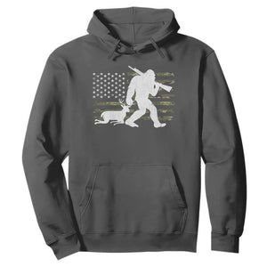 Bigfoot Camo Deer Hunting Hoodie Camo USA Flag Buck Season Sasquatch TS10 Dark Heather Print Your Wear