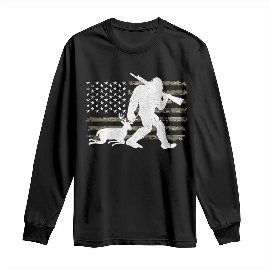Bigfoot Camo Deer Hunting Long Sleeve Shirt Camo USA Flag Buck Season Sasquatch TS10 Black Print Your Wear