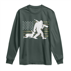 Bigfoot Camo Deer Hunting Long Sleeve Shirt Camo USA Flag Buck Season Sasquatch TS10 Dark Forest Green Print Your Wear