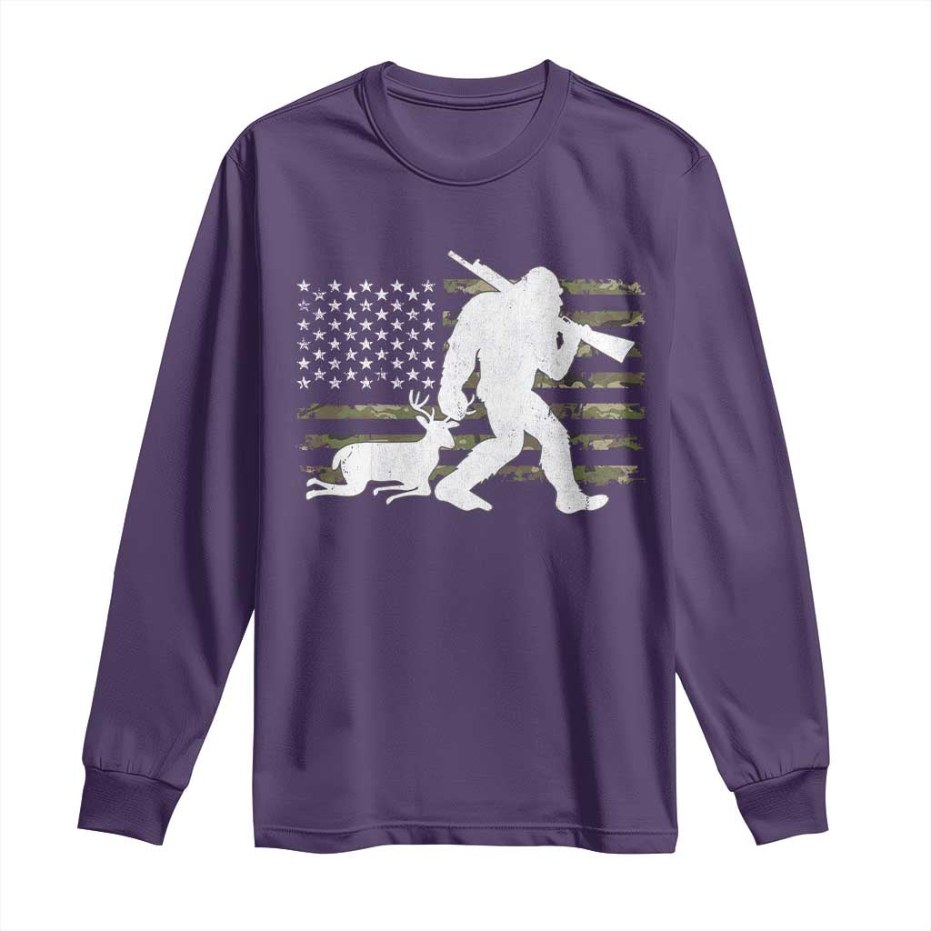 Bigfoot Camo Deer Hunting Long Sleeve Shirt Camo USA Flag Buck Season Sasquatch TS10 Purple Print Your Wear