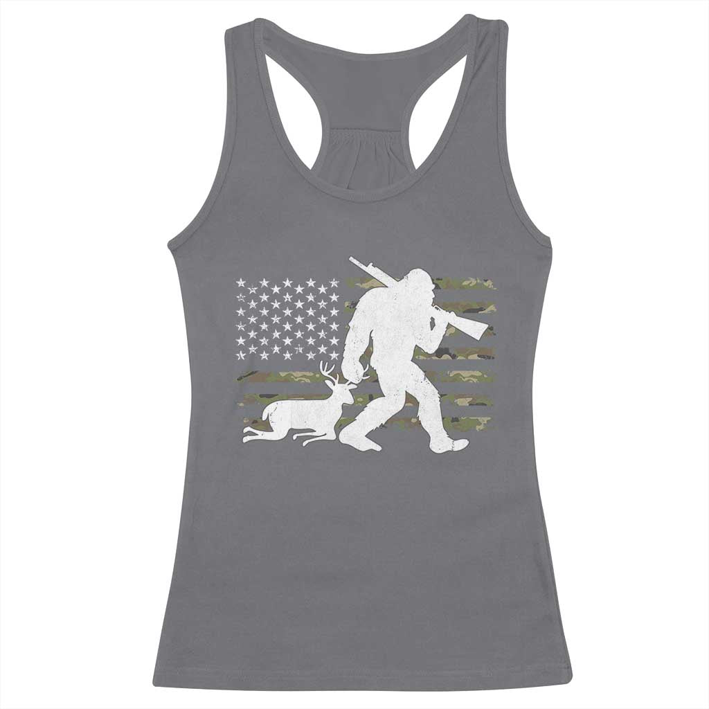 Bigfoot Camo Deer Hunting Racerback Tank Top Camo USA Flag Buck Season Sasquatch TS10 Charcoal Print Your Wear