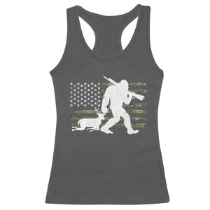 Bigfoot Camo Deer Hunting Racerback Tank Top Camo USA Flag Buck Season Sasquatch TS10 Dark Heather Print Your Wear