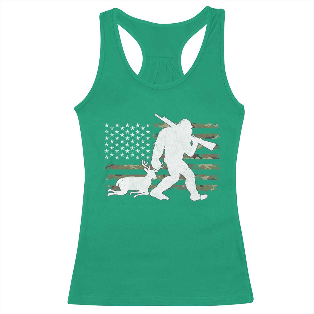 Bigfoot Camo Deer Hunting Racerback Tank Top Camo USA Flag Buck Season Sasquatch TS10 Irish Green Print Your Wear