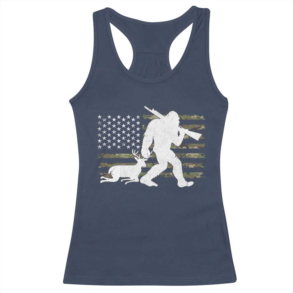 Bigfoot Camo Deer Hunting Racerback Tank Top Camo USA Flag Buck Season Sasquatch TS10 Navy Print Your Wear