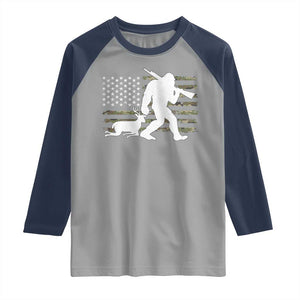 Bigfoot Camo Deer Hunting Raglan Shirt Camo USA Flag Buck Season Sasquatch TS10 Sport Gray Navy Print Your Wear
