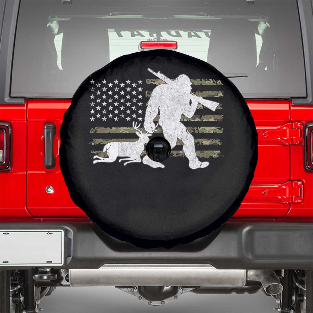 Bigfoot Camo Deer Hunting Spare Tire Cover Camo USA Flag Buck Season Sasquatch TS10 Black Print Your Wear