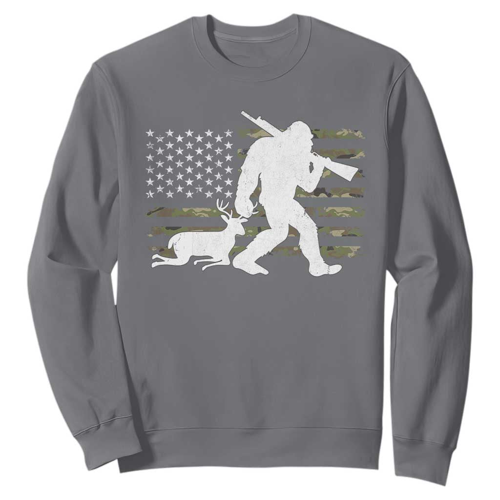 Bigfoot Camo Deer Hunting Sweatshirt Camo USA Flag Buck Season Sasquatch TS10 Charcoal Print Your Wear