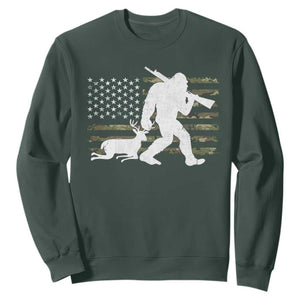 Bigfoot Camo Deer Hunting Sweatshirt Camo USA Flag Buck Season Sasquatch TS10 Dark Forest Green Print Your Wear