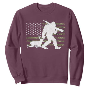 Bigfoot Camo Deer Hunting Sweatshirt Camo USA Flag Buck Season Sasquatch TS10 Maroon Print Your Wear