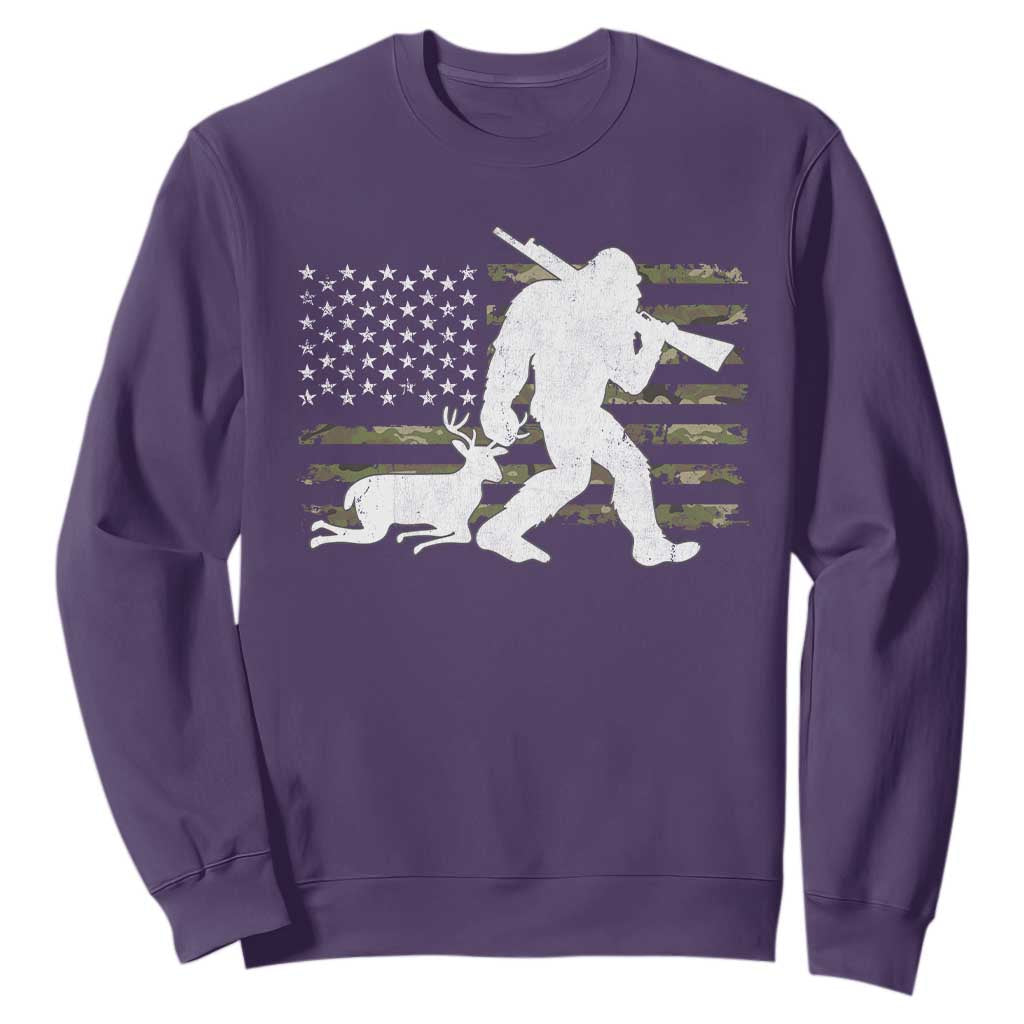 Bigfoot Camo Deer Hunting Sweatshirt Camo USA Flag Buck Season Sasquatch TS10 Purple Print Your Wear