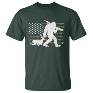 Bigfoot Camo Deer Hunting T Shirt Camo USA Flag Buck Season Sasquatch TS10 Dark Forest Green Print Your Wear