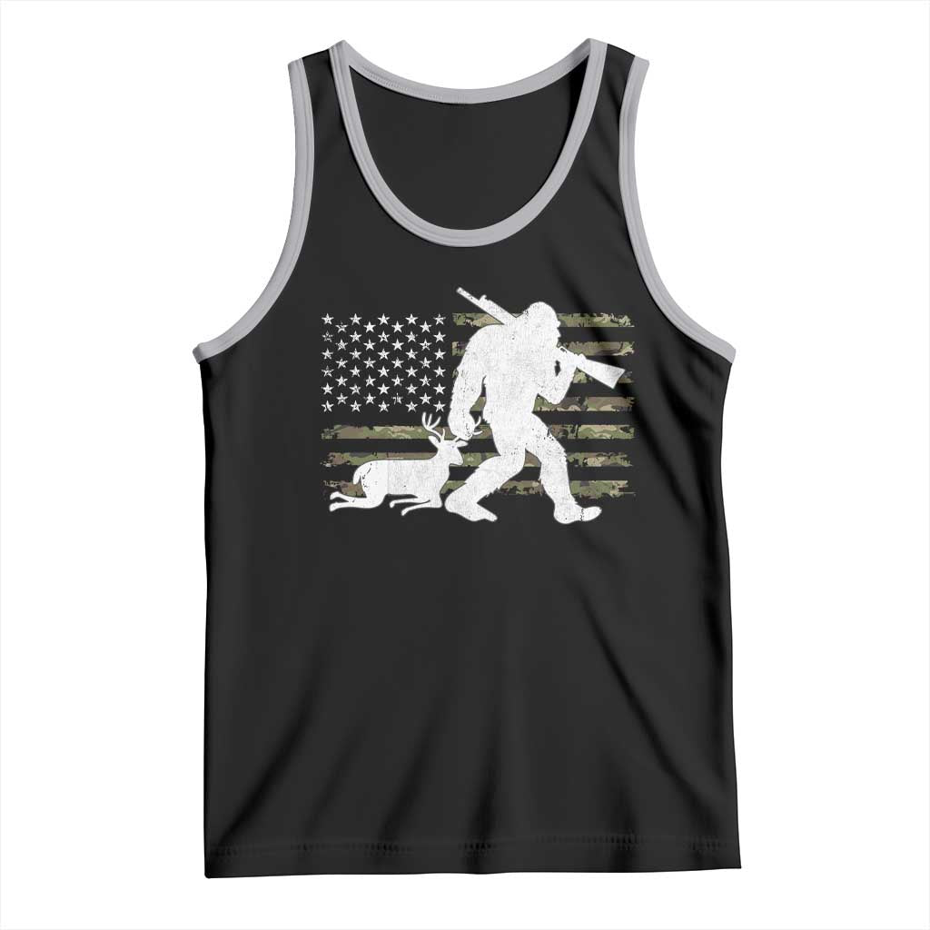 Bigfoot Camo Deer Hunting Tank Top Camo USA Flag Buck Season Sasquatch TS10 Black Athletic Heather Print Your Wear