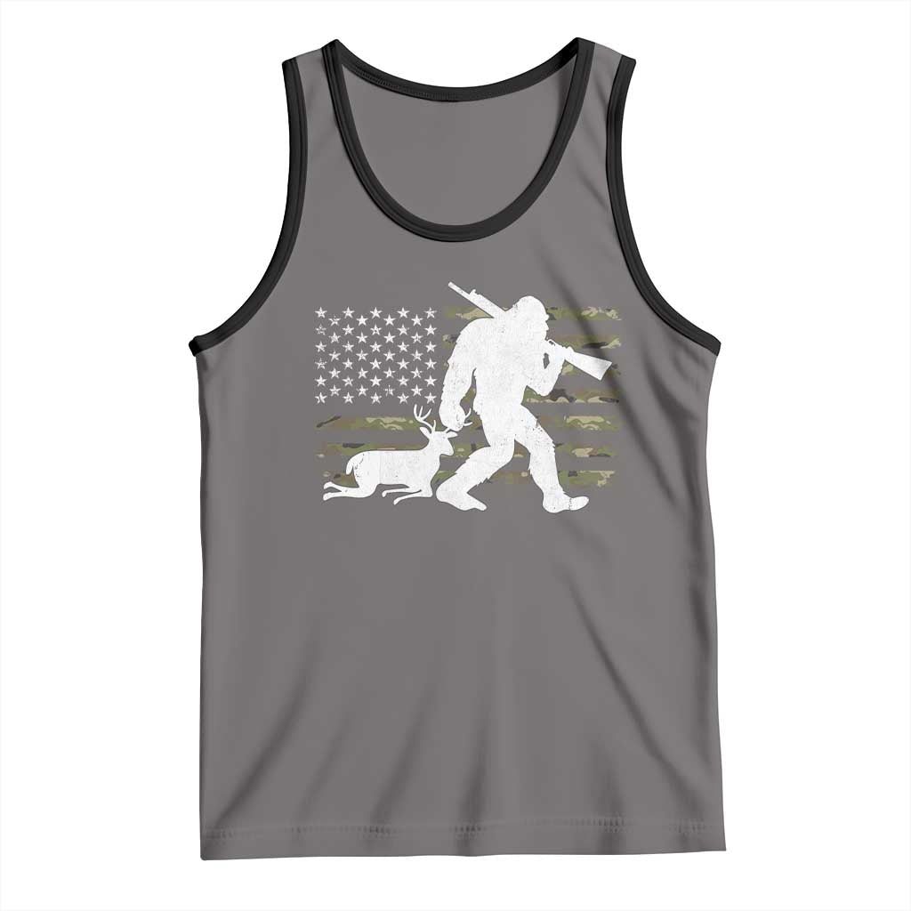 Bigfoot Camo Deer Hunting Tank Top Camo USA Flag Buck Season Sasquatch TS10 Deep Heather Black Print Your Wear