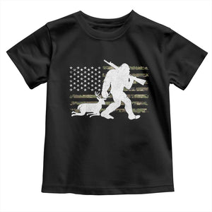 Bigfoot Camo Deer Hunting Toddler T Shirt Camo USA Flag Buck Season Sasquatch TS10 Black Print Your Wear