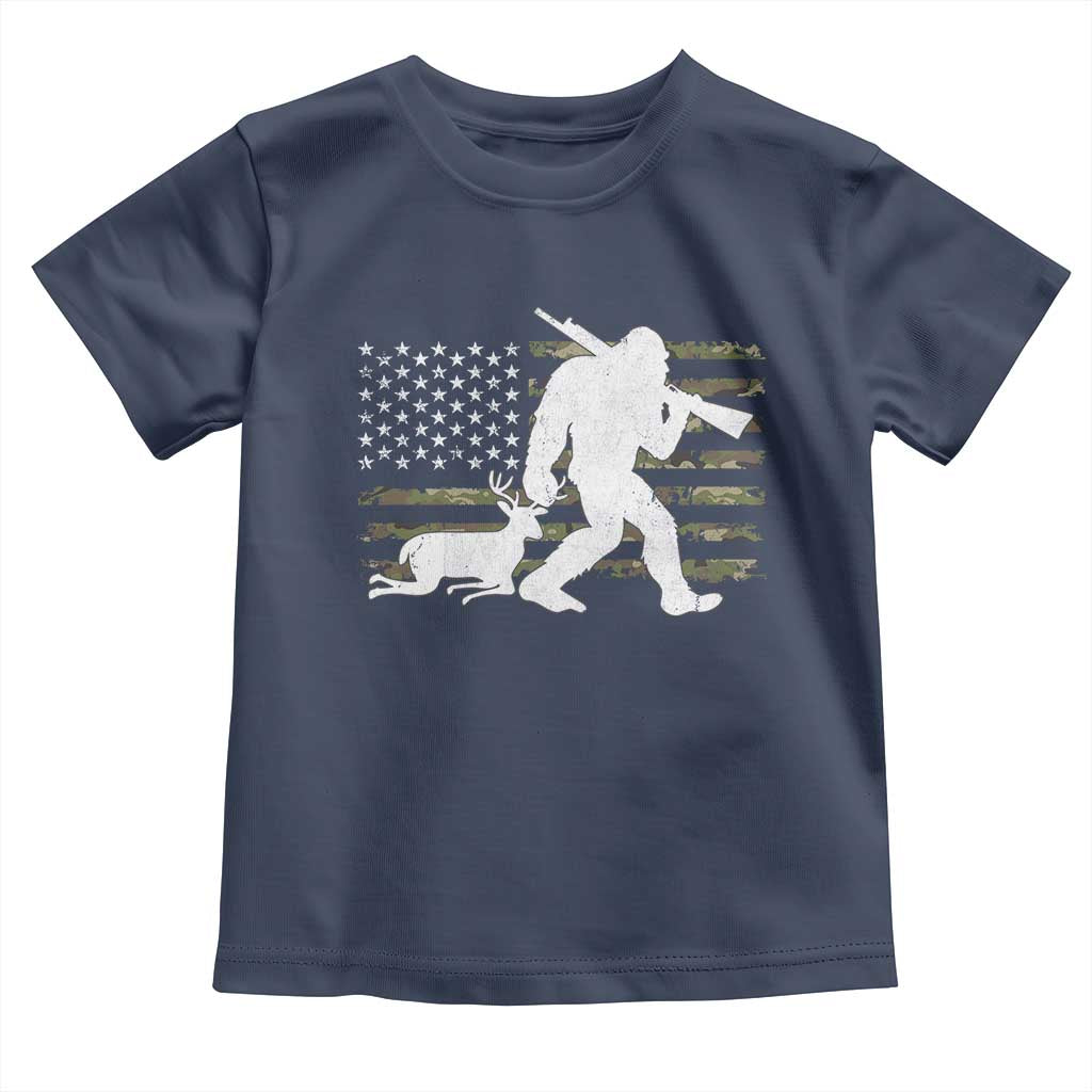 Bigfoot Camo Deer Hunting Toddler T Shirt Camo USA Flag Buck Season Sasquatch TS10 Navy Print Your Wear