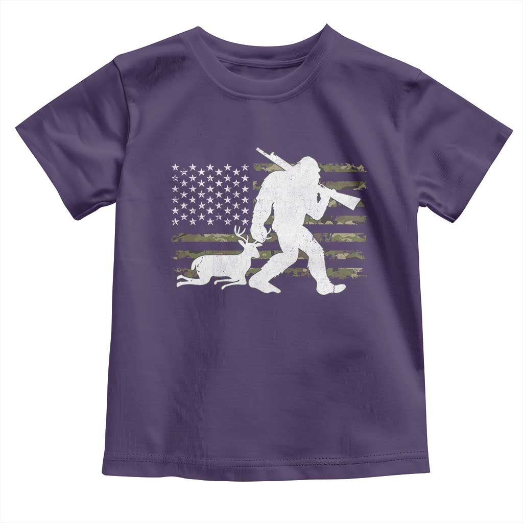 Bigfoot Camo Deer Hunting Toddler T Shirt Camo USA Flag Buck Season Sasquatch TS10 Purple Print Your Wear